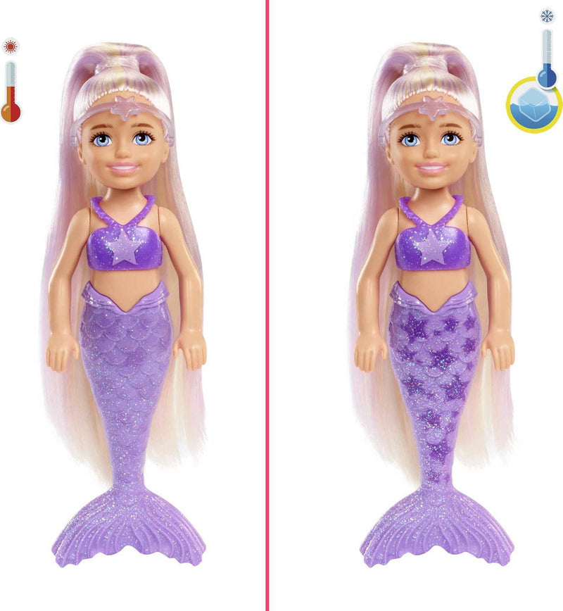 Barbie Chelsea Color Reveal Doll With 6 Surprises, Rainbow Mermaid Series