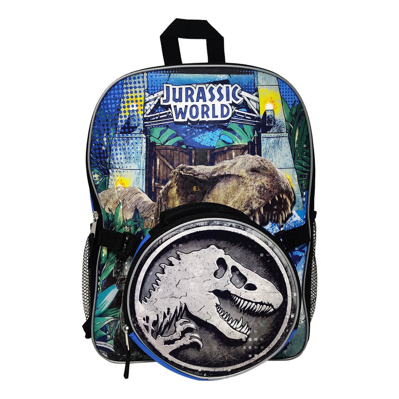 Jurassic World Park Backpack 16" & Insulated Lunch Bag Detachable T-Rex