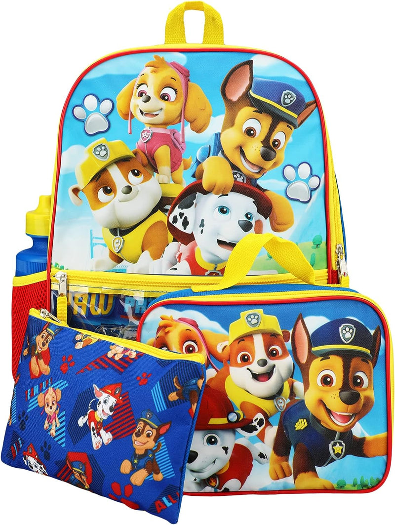 Paw Patrol Heroes Nickelodeon Cartoon 5-Piece Backpack accessories Set for boys