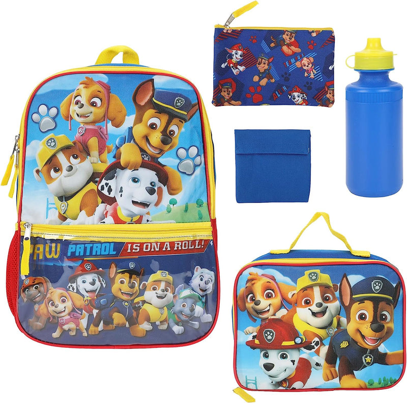 Paw Patrol Heroes Nickelodeon Cartoon 5-Piece Backpack accessories Set for boys