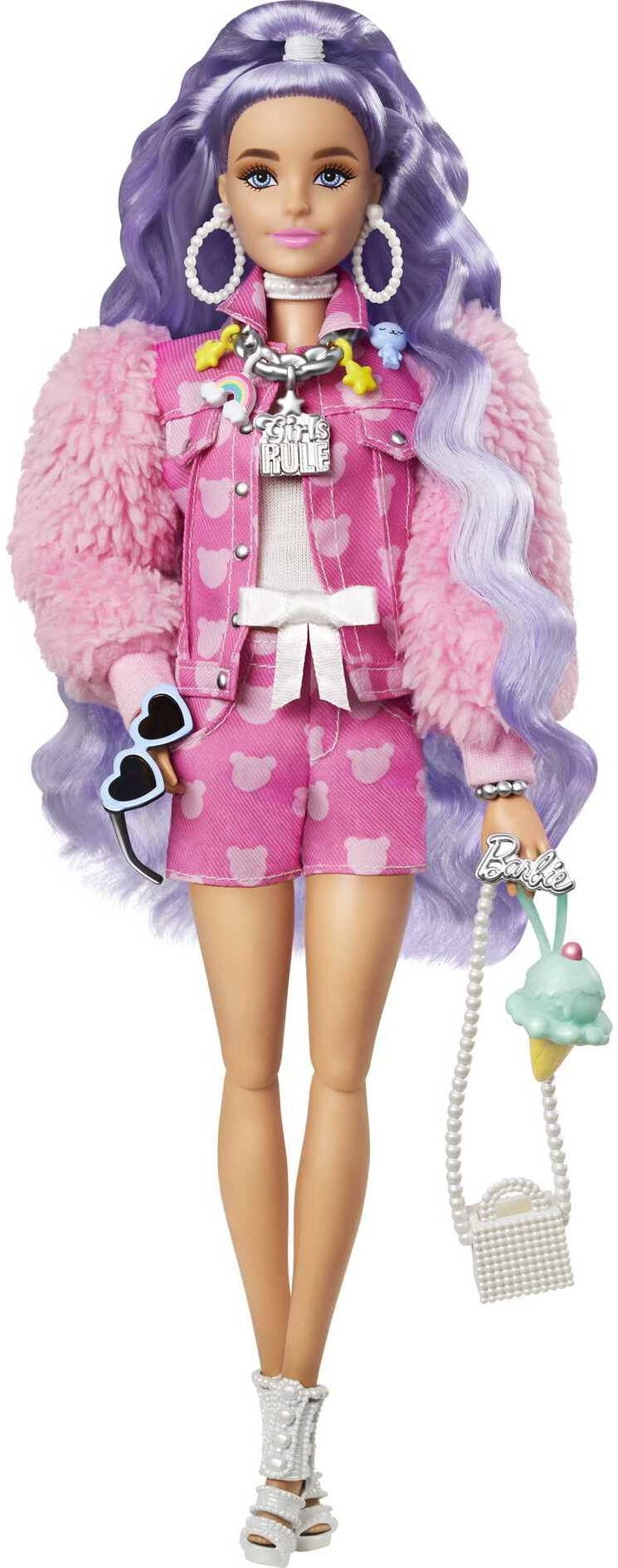 Barbie Extra Doll 6 In Teddy Bear Jacket and Shorts with Pet