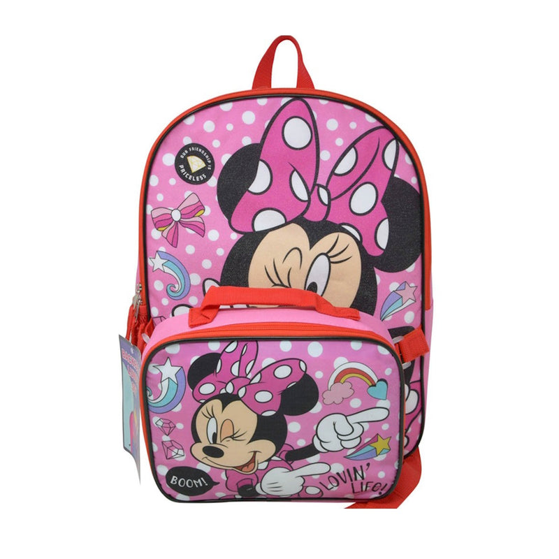 Disney Minnie 16" Backpack with Rectangle Lunch Bag