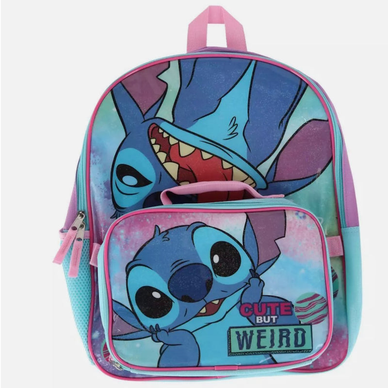 Disney Stitch 16" Backpack with Rectangle Lunch Bag