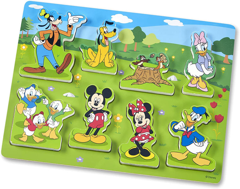 Melissa & Doug Disney Mickey Mouse Wooden Chunky Puzzle (8 pcs) - Disney Characters Wooden Puzzle, Mickey Mouse Puzzle For Toddlers And Kids Ages 2+