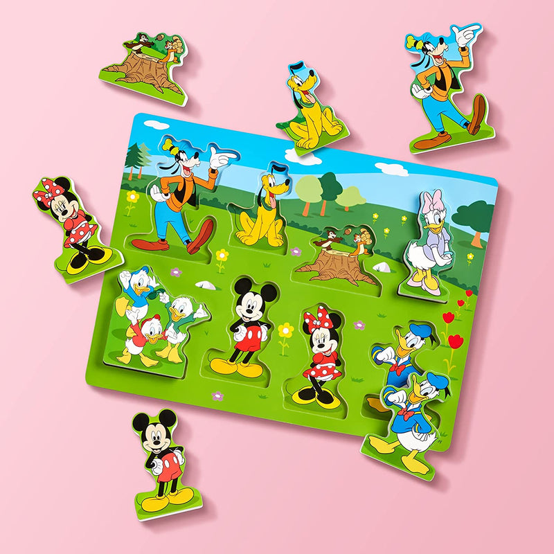 Melissa & Doug Disney Mickey Mouse Wooden Chunky Puzzle (8 pcs) - Disney Characters Wooden Puzzle, Mickey Mouse Puzzle For Toddlers And Kids Ages 2+