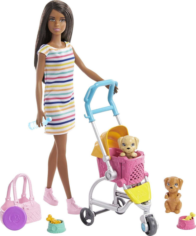 Barbie Stroll ‘N Play Pups Playset with Barbie Doll, 2 Puppies and Pet Stroller