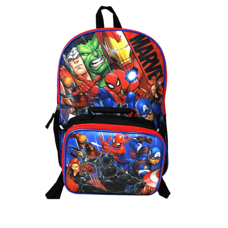 Avengers Spider-Man Thor Hulk 16" Backpack & Insulated Lunch Bag Marvel