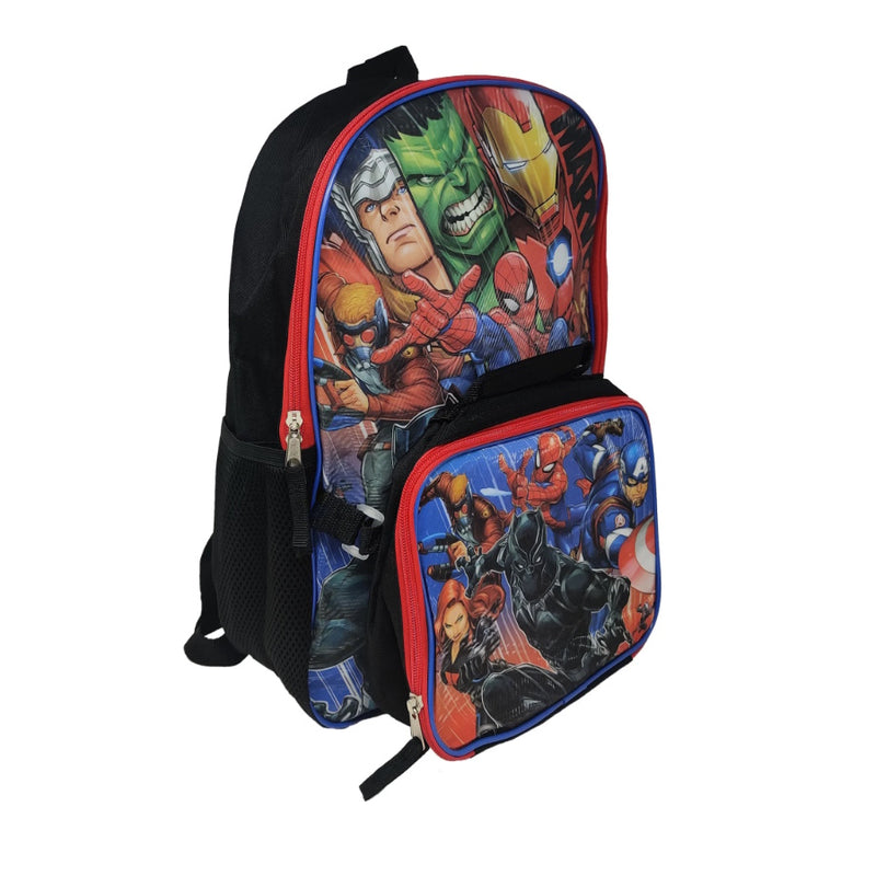 Avengers Spider-Man Thor Hulk 16" Backpack & Insulated Lunch Bag Marvel