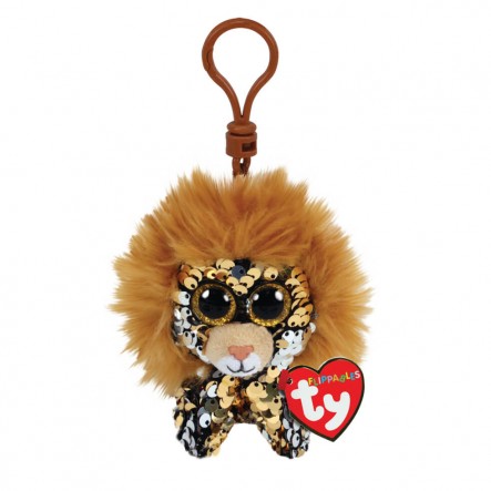 TY Flippables Sequin Plush - REGAL the Lion (Plastic Key Clip - 3.5 inch)