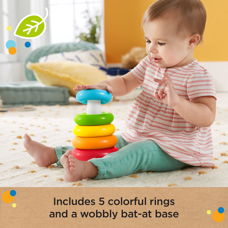 Fisher-Price Rock-A-Stack with 5 Rings, Plant-Based Toy