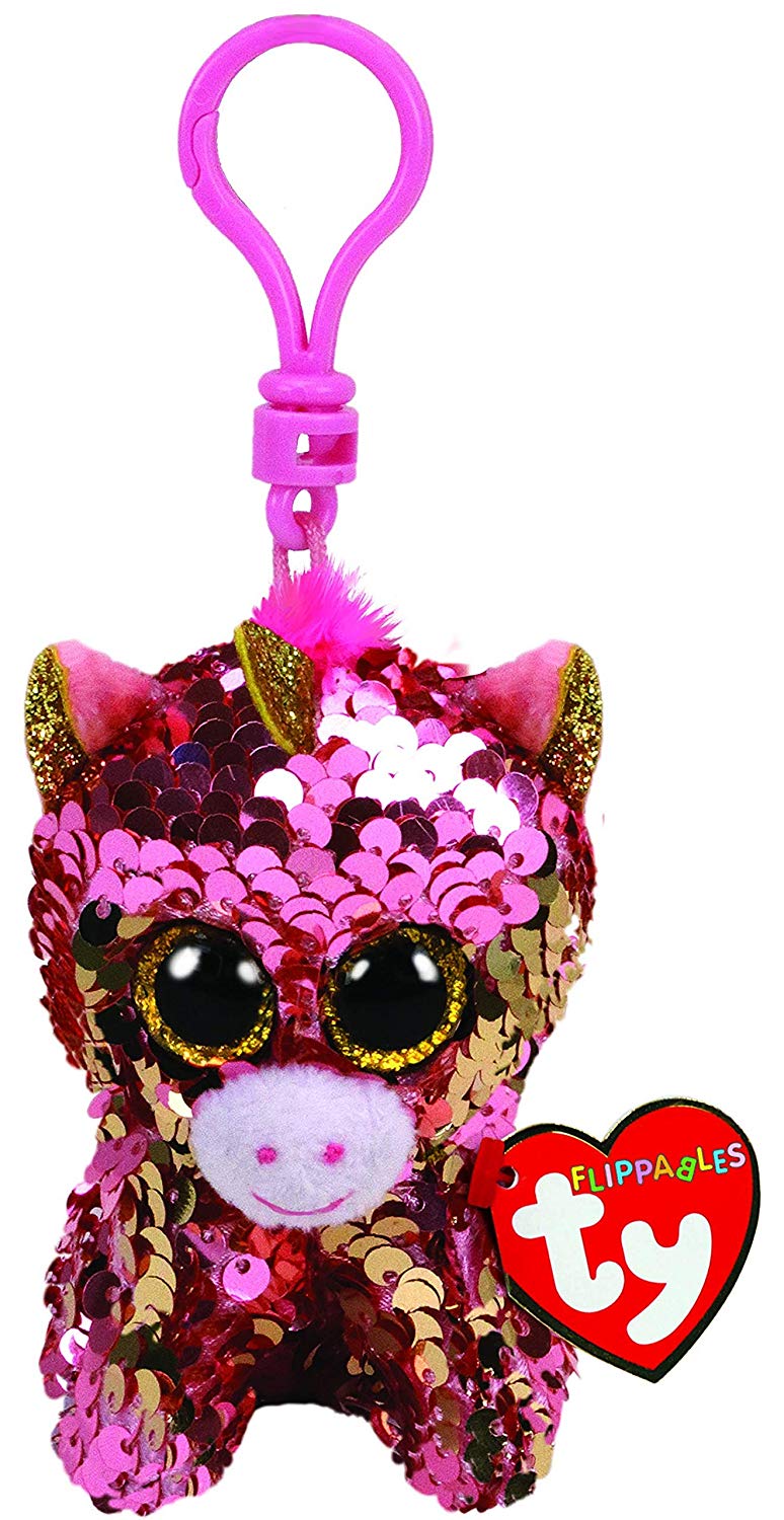 TY Beanie Boos - SUNSET the Unicorn (Glitter Eyes) (Plastic Key Clip)