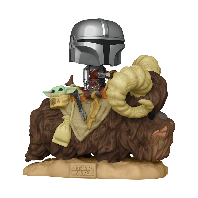 Funko POP! Deluxe: The Mandalorian - Mandalorian on Bantha with Child in Bag