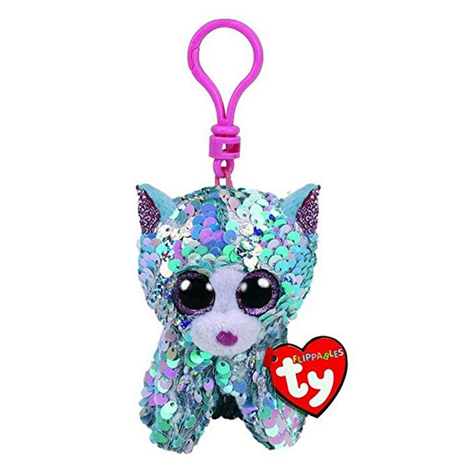 TY Flippables Sequin Plush - WHIMSY the Cat (Plastic Key Clip - 3.5 inch)