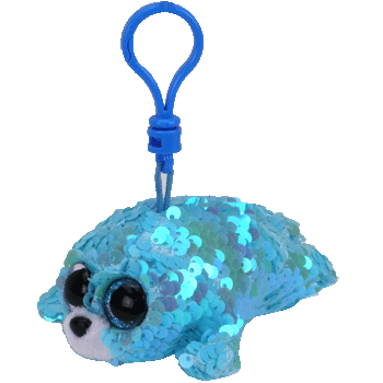 TY Flippables Sequin Plush - WAVES the Seal (Plastic Key Clip - 3.5 inch)