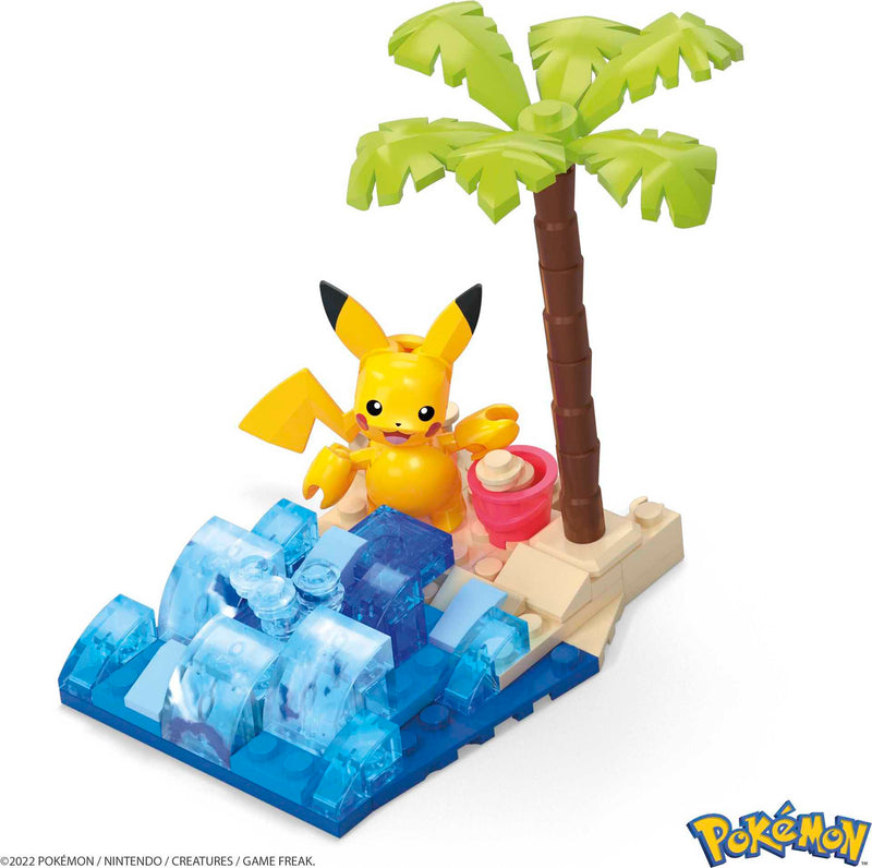 MEGA Pokemon Pikachu’s Beach Splash building set with 79 pieces connect with other worlds