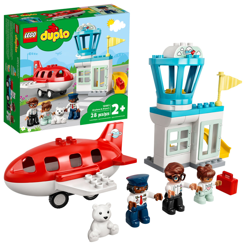 LEGO DUPLO Town Airplane & Airport 10961 Building Toy; Fun Gift for Toddlers (28 Pieces)