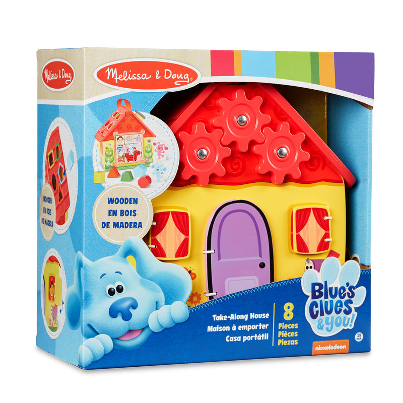 Melissa & Doug Blue's Clues & You! Wooden Take-Along House, Shape Sorting Toys