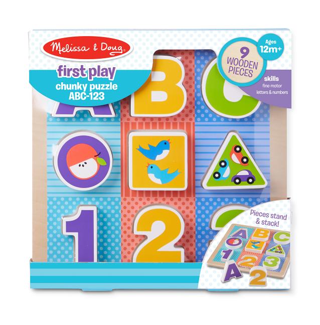 Melissa & Doug First Play Wooden ABC-123 Chunky Puzzle (9 pcs)