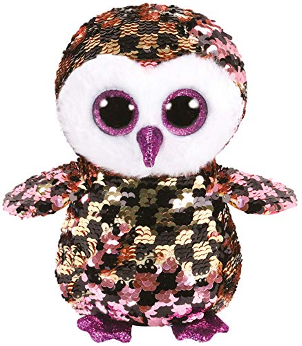 TY Flippables Sequin Plush - CHECKS the Owl (Regular Size - 6 inch)