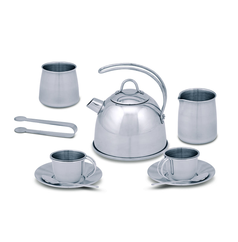 Melissa & Doug® Stainless Steel Tea Set and Storage Stand, 11 Pieces