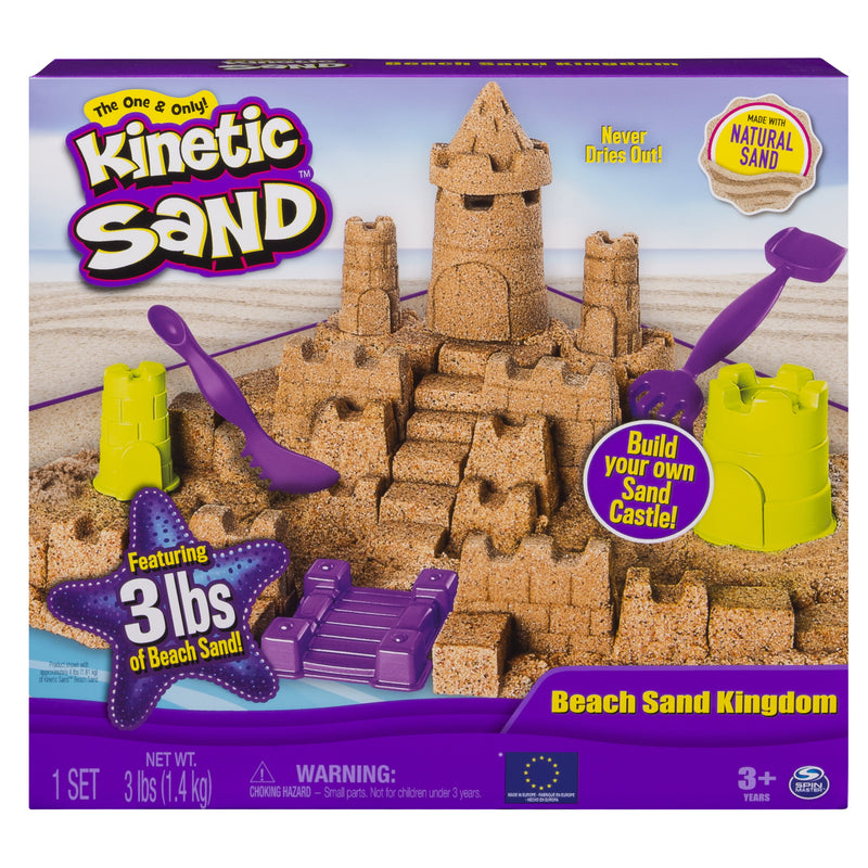 Kinetic Sand Beach Sand Kingdom Playset with 3lbs of Beach Sand